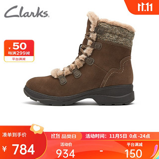 Clarks 其乐 女鞋秋冬靴子加绒保暖时尚舒适厚底防滑雪地靴女