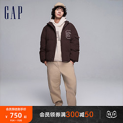 Gap 盖璞 男女装冬季2023款LOGO高领鸭绒轻盈羽绒服720815