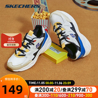 斯凯奇（Skechers）女鞋 运动鞋舒适透气时尚潮流休闲鞋复古厚底熊猫鞋 白色/多彩色/晒图返5 7/37/240