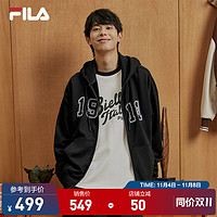 FILA 斐乐 情侣外套卫衣男2023秋季新款运动美式宽松连帽开衫上衣