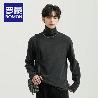 ROMON 罗蒙 打底衫男士高领双面德绒t恤长袖潮流上衣保暖内衣