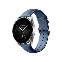 MI 小米 Watch S2 智能手表 46mm 港湾蓝不锈钢表壳 银色硅胶表带（北斗、GPS、血氧）