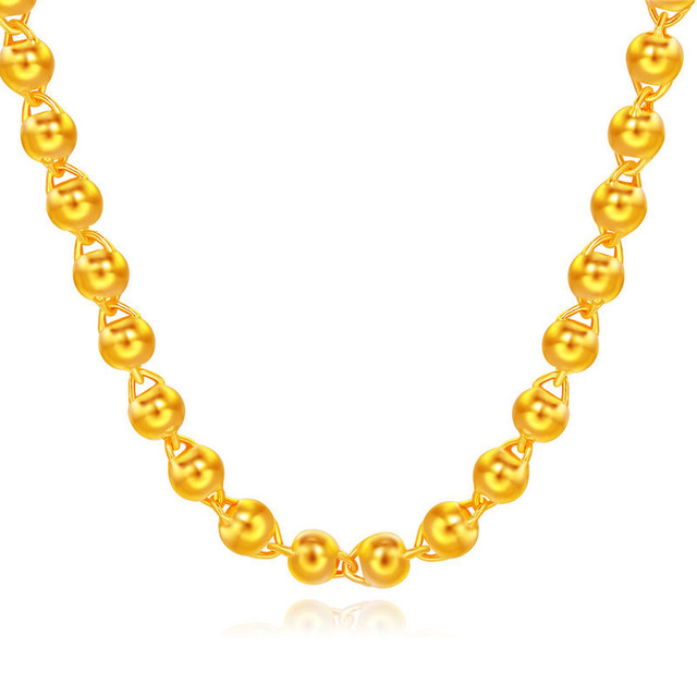 NTZK 黄金项链光珠佛珠圆珠足金999大气链子素金链子男女款2023
