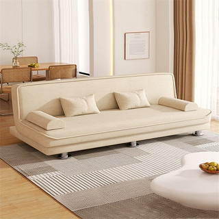 锦需 沙发客厅简约现代小户型双人布艺沙发出租房奶油风两用沙发床 精织棉麻深灰色沙发床两用1.8m