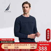 NAUTICA 诺帝卡 男装春秋款易穿搭休闲针织保暖套头长袖卫衣男KO2405 藏青4NV（224） L