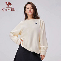 88VIP：CAMEL 骆驼 运动长袖圆领卫衣女2023秋冬季新款加绒保暖宽松休闲抓绒上衣
