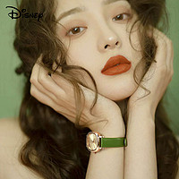 Disney 迪士尼 女款复古手表学生ins风防水小众轻奢女士方盘小绿表