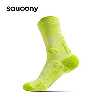 saucony 索康尼 男女款透气跑步袜舒适运动中袜柠檬黄绿M
