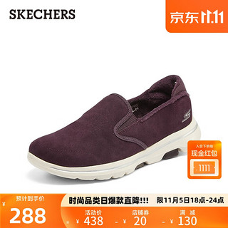 SKECHERS 斯凯奇 冬季田园风休闲鞋女纯色简约缓震绒面健步鞋896045 BURG酒红色 39.5