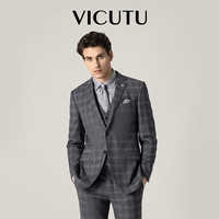 VICUTU 威可多 ICUTU 威可多 男士套装西服上衣羊毛格纹西装外套时尚商务正装