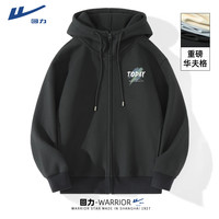 WARRIOR 回力 华夫格外套男春秋季简约字母开衫卫衣男士连帽休闲夹克上衣服