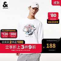 杰克·琼斯（JACK&JONES）秋季男装潮趣味幽灵印花直筒毛圈内里上衣运动卫衣长袖男士 本白色A06 165/88A/XS