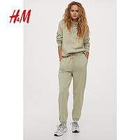H&M HM女装卫衣秋装时尚休闲美式宽松简约纯色运动连帽套头衫0456163 浅绿色