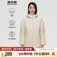 波司登秋冬轻薄羽绒服女短款时尚90绒轻薄保暖连帽外套B10131014B 燕麦色7185 175/100B体重约140-160斤