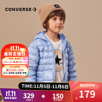 Converse匡威儿童装男童连帽羽绒服轻薄款秋冬保暖防风外套女大童长袖上衣 布雷蓝 140(S)cm