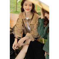 短款外套女春秋韩版宽松直筒设计感灯芯绒外搭女潮