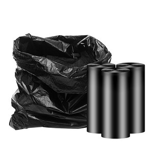 WTH 家用加厚一次性园艺垃圾袋大号手提平口黑色塑料袋点断式卷装袋子
