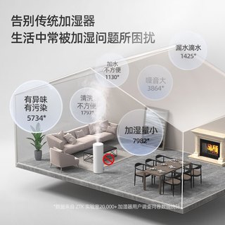 ZTK 全屋无雾空气加湿器家用低音卧室婴儿上加水大容量大面积客厅办公室大型智能恒湿落地式冷蒸发式