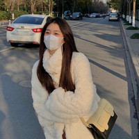 牛角扣羊羔毛外套女冬2022软糯仿兔毛皮草宽松加厚奶fufu毛绒外衣