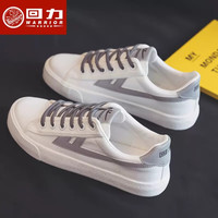 WARRIOR 回力 男鞋帆布鞋男款2023秋季新款百搭薄款男士板鞋休闲鞋子男春秋 白灰 40