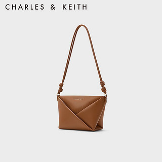 CHARLES & KEITH CHARLES&KEITH23冬季几何拉链式单肩绳结斜挎包女CK2-80782276 Tan茶色 S