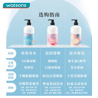 watsons 屈臣氏 保湿润肤露套装500ml*2（透明质酸+维E） 补水滋养身体乳保湿乳