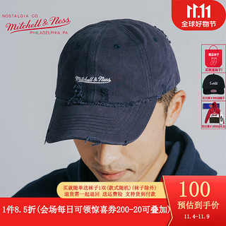 mitchell & ness 刺绣logo款鸭舌帽 MN帽子男女通用户外遮阳帽棒球帽棉休闲太阳帽 藏青色 均码