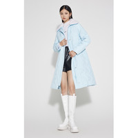 冬装仿毛领波浪绗线长款羽绒服女