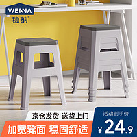 WENNA 稳纳 凳子塑料凳子家用防滑板凳加厚单只装 灰色