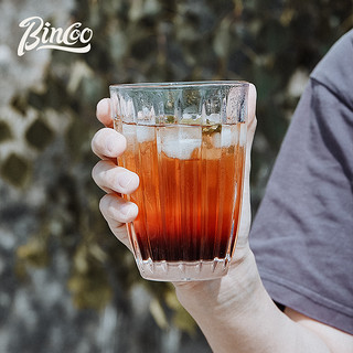 Bincoo咖啡玻璃杯澳白杯拿铁杯简约复古Dirty冰美式竖纹咖啡杯子