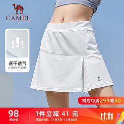 CAMEL 骆驼 运动半身裙女速干透气休闲防走光裙裤 C23BABLV399 无际白 M