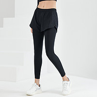 LI-NING 李宁 假两件运动裤女跑步健身运动长裤透气舒适可外穿修身健身裤