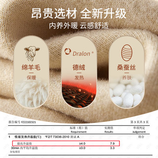莎瑞诗 德绒羊毛蚕丝 半高领加绒加厚 保暖内衣套装 黛黑色 M