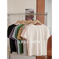 LRUD 正肩短袖t恤女2023夏季新款纯棉净版纯色上衣圆领显瘦体恤