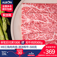 ALBION 阿尔比恩 澳洲和牛M9三角肉火锅卷牛肉片 引进日本神户A5级和牛 寿喜锅肉卷