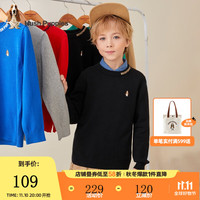 暇步士 童装儿童针织衫男童2022年秋季新款男大童时尚套头针织衫简约舒适 钻石黑 110cm