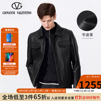 卓凡尼·华伦天奴 GIOVANNI VALENTINO 卓凡尼·卓凡尼·华伦天奴 GIOVANNI VALENTINO(GIOVANNI )休闲男士真皮皮衣外套男款绵羊皮翻领夹克 黑色 L(175/92A)