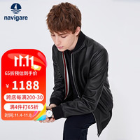 Navigare意大利小帆船男士真皮皮衣棒球领休闲羊皮外套1336703503 L/50