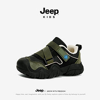 Jeep 吉普 儿童运动鞋魔术贴百搭  黑/军绿