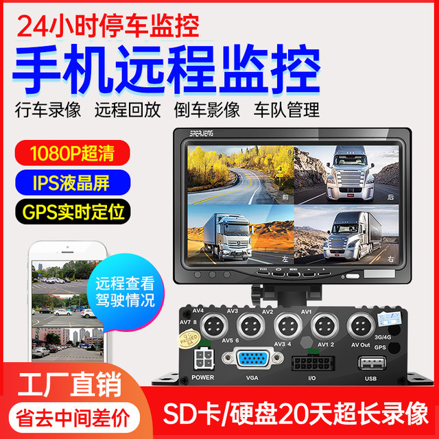 路顺通 货车360度全景车载四路监控录像机SD卡硬盘机校车公交半挂卡车24V