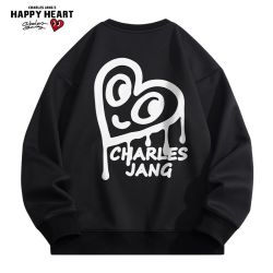 charlesjangshappyheart查尔斯桃心卫衣男春秋爆款潮男时尚慵懒风长款