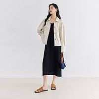 DUIBAI 对白 复古仿麂皮绒短外套女2023秋季新款设计感小个子休闲夹克上衣
