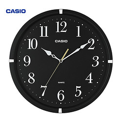 CASIO 卡西欧 挂钟客厅创意家用钟表简约圆形壁钟卧室扫秒时钟 挂墙石英钟表 IQ-88-1PF黑色