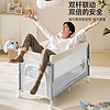 coolbaby婴儿床可调高度可移动拼接床多功能折叠尿布台新生宝宝床