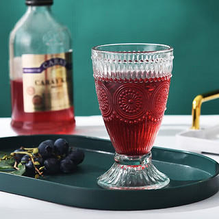 摩范 浮雕玻璃杯创意美人鱼杯家用饮料杯酒店酒杯冷饮杯茶杯 美人鱼杯1个太阳花