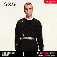GXG 奥莱 男春黑色圆领卫衣卡通个性上衣潮#GC131652B