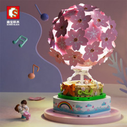 SEMBO BLOCK 森宝积木 八音盒积木拼装玩具  樱花热气球加手提袋