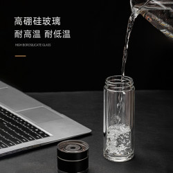 杯杯相印 一键开盖车载玻璃杯茶水分离杯子水杯耐高温耐热办公速开泡茶杯