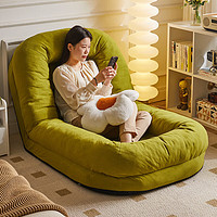 家逸（JIAYI）懒人沙发可躺可睡卧室小沙发单人沙发折叠休闲人类狗窝沙发 灯芯绒绿【加大款】