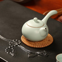 真迹 汝窑茶壶    侧把壶